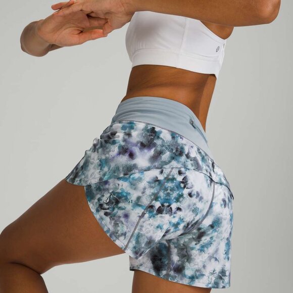 Lululemon Speed Up Mid-Rise Short 3" Lined Kaleidofloral Multi Blue Cast - Picture 3 of 14